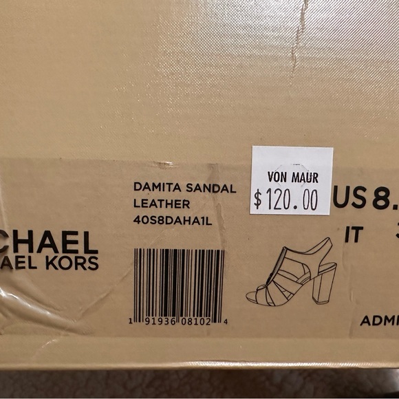 Michael Kors Damita Sandal Admiral Blue zipper leather chunky high heel 8.5M - Picture 9 of 10